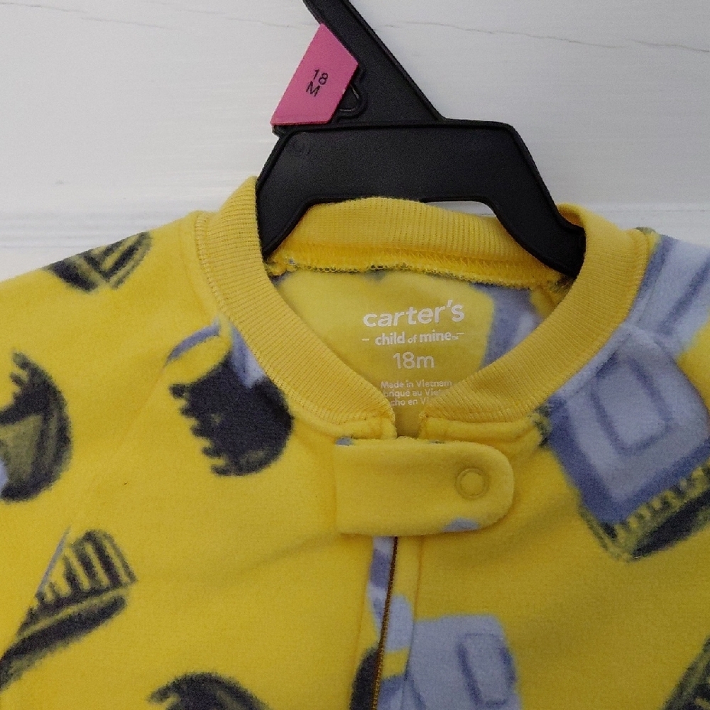 Cozy Brown and Yellow Kids Footie Pajamas - Picture 3 of 4